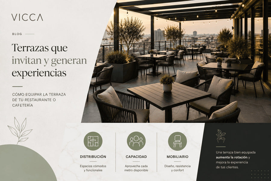Cómo equipar la terraza de un restaurante o cafetería: distribución, capacidad y mobiliario vicca