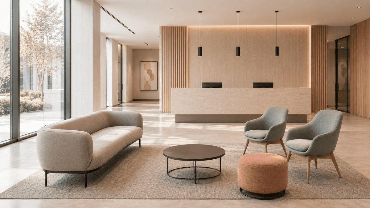 recepción corporativa muebles, sillas y distribución vicca