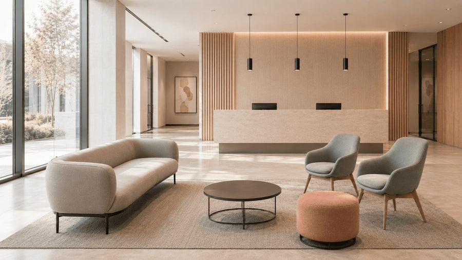 recepción corporativa muebles, sillas y distribución vicca