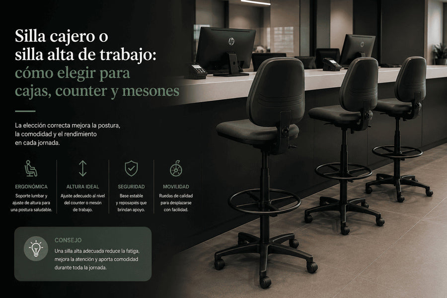 Silla cajero o silla alta de trabajo: cómo elegir para cajas, counters y mesones vicca
