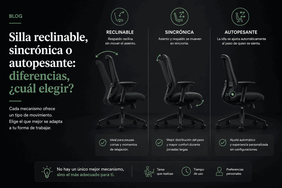 Silla reclinable, sincrónica o autopesante qué significa cada mecanismo vicca