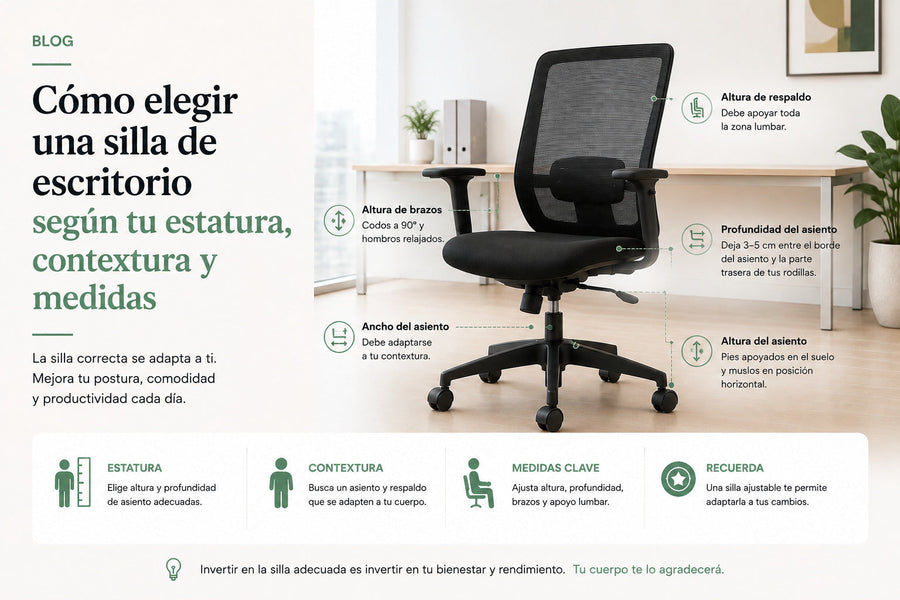 ¿cómo elegir una silla de escritorio según tu estatura y contextura vicca