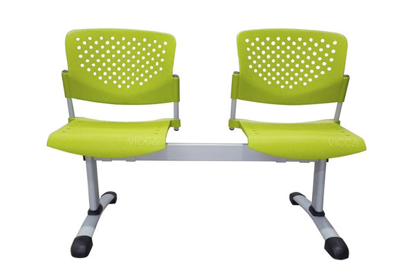 Banqueta de espera Alice de polipropileno de 2 cuerpos en color verde limón | VICCA
