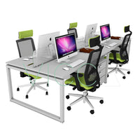 Escritorio bench para 4 personas con base cerrada en oficina VICCA
