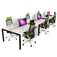 Estación de trabajo modular para 6 personas con base abierta en oficina VICCA