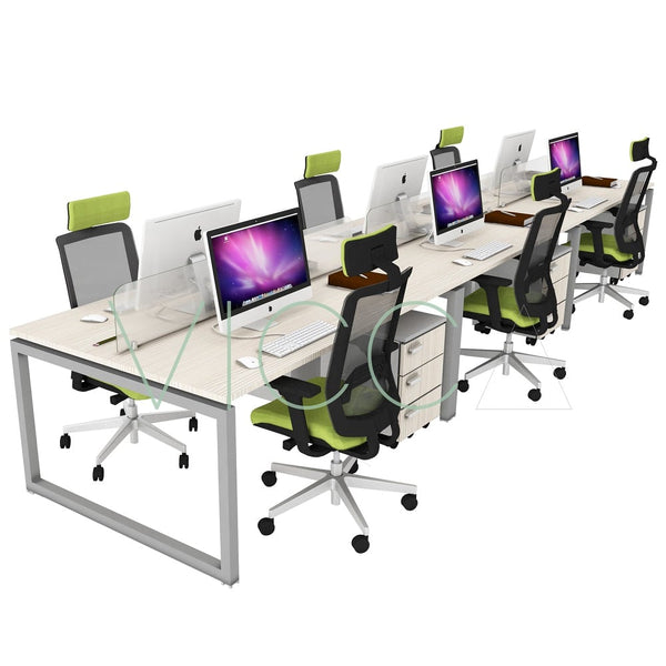 Escritorio bench para 6 personas con base cerrada VICCA
