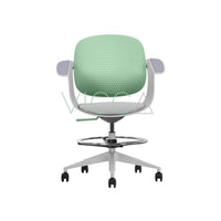 Silla cajero Toya con respaldo perforado verde