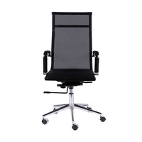 Silla Carson Alta negra con brazos, vista frontal