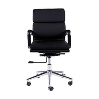 Silla Priamo Baja de ecocuero negro, vista frontal