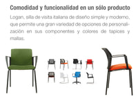 Silla de Visita Logan respaldo malla asiento tapizado Vicca, afiche