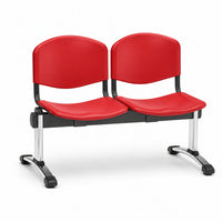 Banqueta de Espera Iso Plástica con Pata Splitz Cromada de 2 cuerpos en color rojo | VICCA