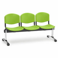 Banqueta de Espera Iso Plástica con Pata Splitz Cromada de 3 cuerpos en color verde manzana | VICCA