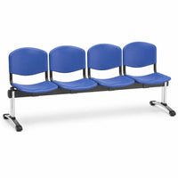 Banqueta de Espera Iso Plástica con Pata Splitz Cromada de 4 cuerpos en color azul | VICCA