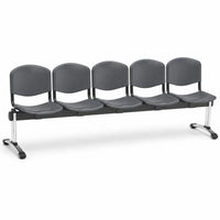 Banqueta de Espera Iso Plástica con Pata Splitz Cromada de 5 cuerpos en color gris | VICCA
