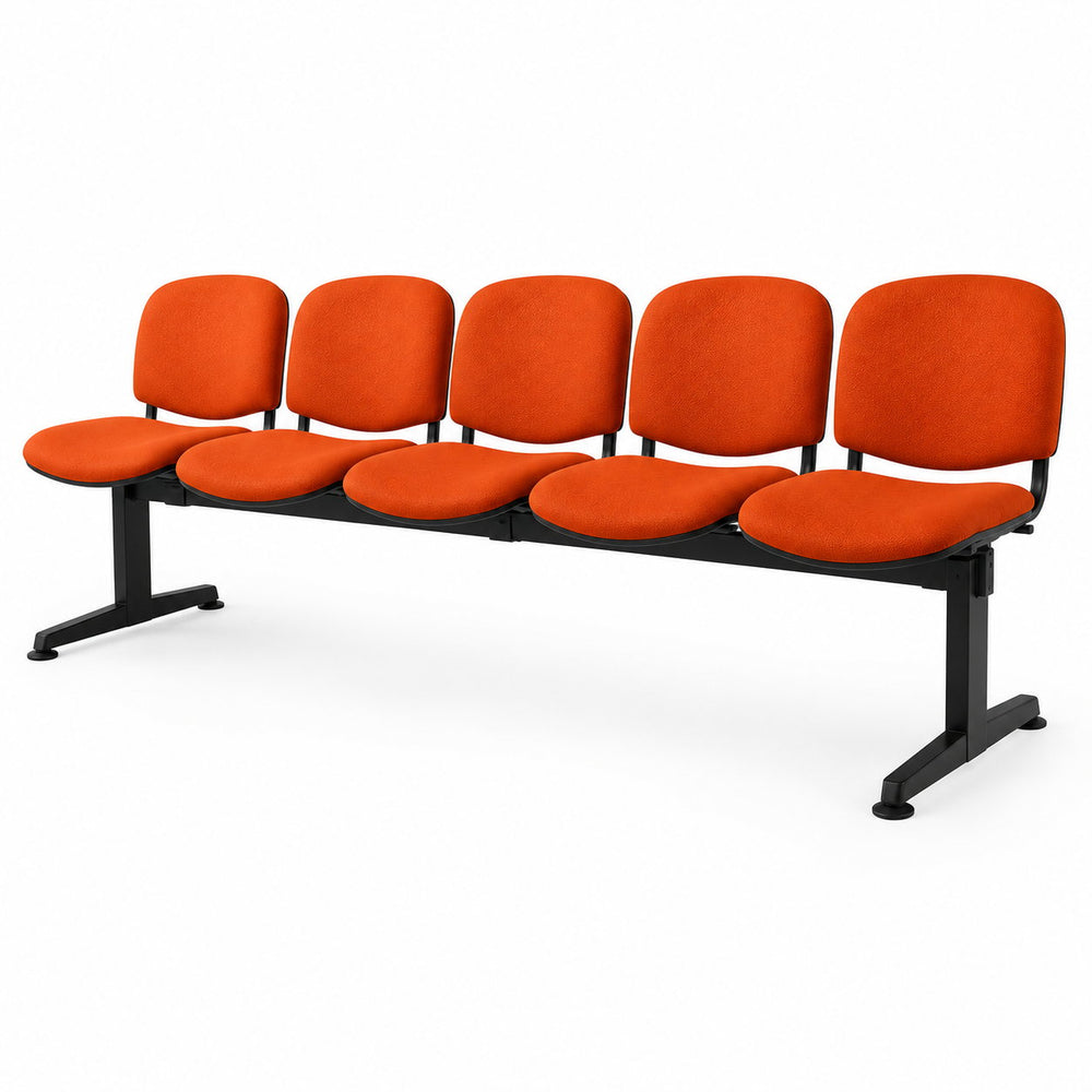 Banqueta de Espera Iso Tapizada de 5 cuerpos en color naranja | VICCA