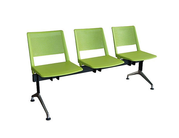Banqueta de espera Iso Revolution de polipropileno de 3 cuerpos en color verde | VICCA