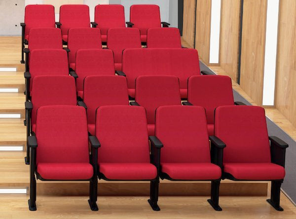 Butaca para auditorio, teatro y cine con paleta, tapizada en verde | VICCA