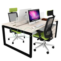 Escritorio bench para 2 personas con base cerrada con estructura negra VICCA