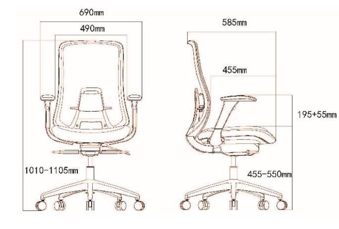 Silla Ergonómica Donnina Malla Gris con Brazos 4D