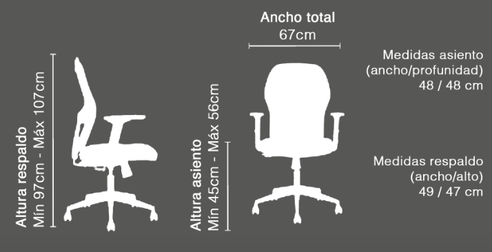Silla Ergonómica de Oficina Andes Lite con Brazos 2D