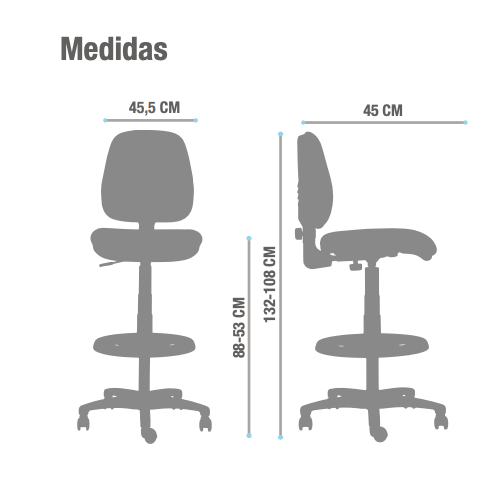 Silla Cajero Rudy Media sin Brazos y Altura Regulable