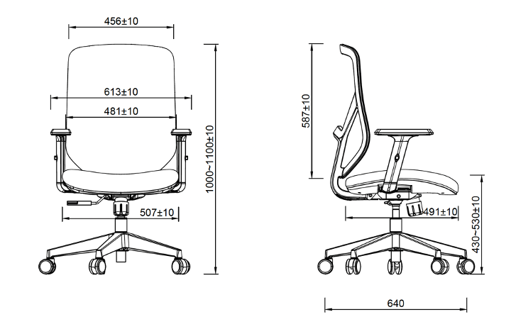 medidas Silla de Escritorio Oxford Gris vicca