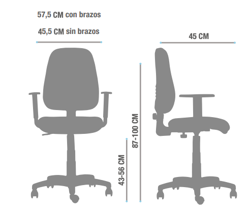 Silla de Oficina Rudy Media Italiana Tapizada