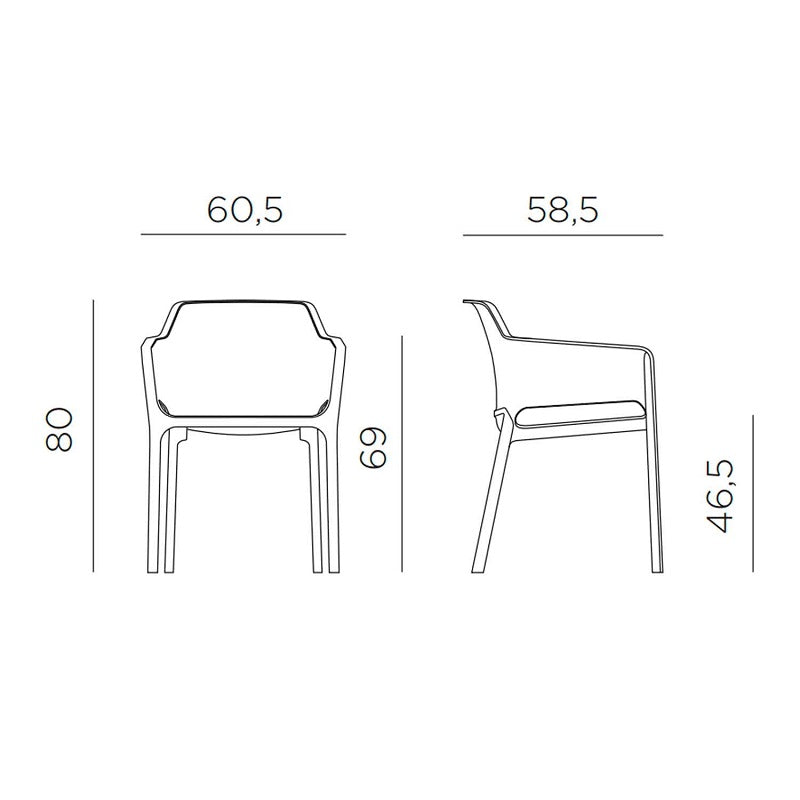 Silla de Terraza Net Nardi Grafito con Brazos