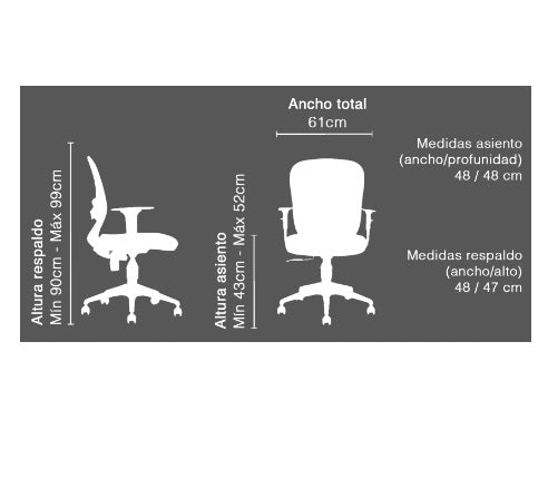 Silla de Escritorio Vela con Brazos Regulables y Malla