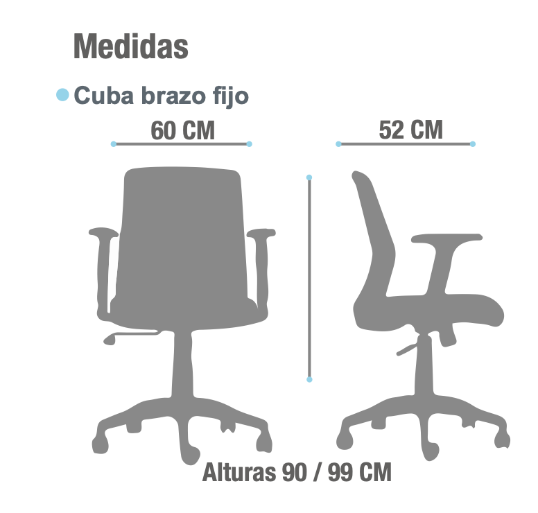 Silla Operativa Cuba Negra con Brazos Fijos