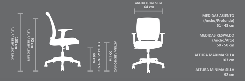 Silla Operativa Job Negra con Brazos Regulables y Malla