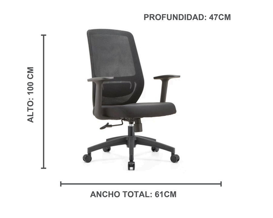 Medidas de la silla de oficina Santino con apoyo lumbar