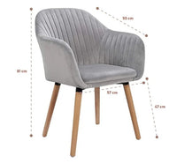 Medidas de poltrona Diamante gris con patas de madera