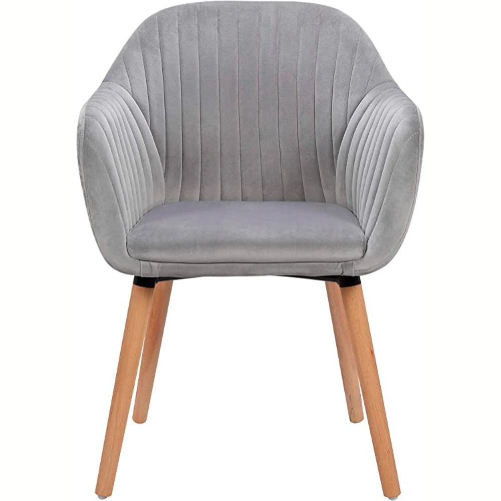 Vista frontal de poltrona Diamante gris con tapiz de terciopelo