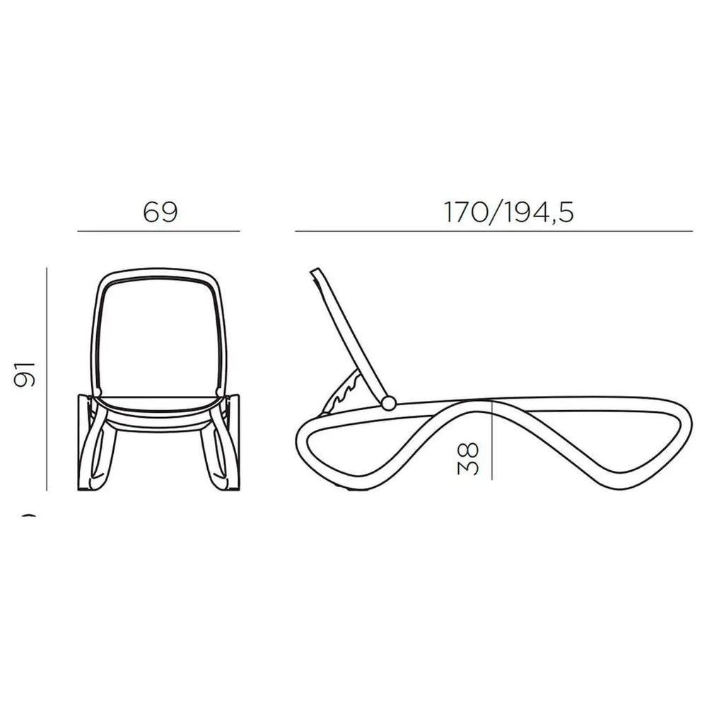 Medidas de reposera Omega Nardi Tortora reclinable
