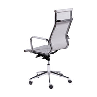 Silla Bishop Alta blanca con base metálica cromada