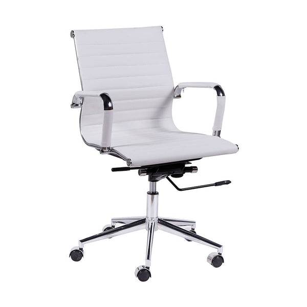 Silla Bishop Baja blanca giratoria para reuniones