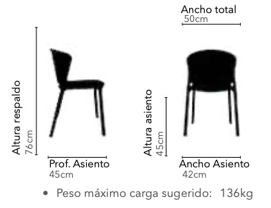 Medidas de silla Bolo de polipropileno