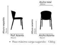 Medidas de silla Bolo de polipropileno
