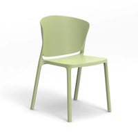 Silla Bolo verde de polipropileno en vista 45 grados