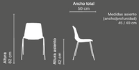 Medidas de silla para cafetería Joya con base metálica cromada