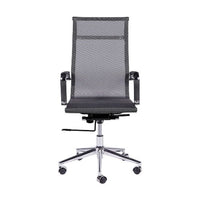 Silla Carson Alta gris con base metálica cromada
