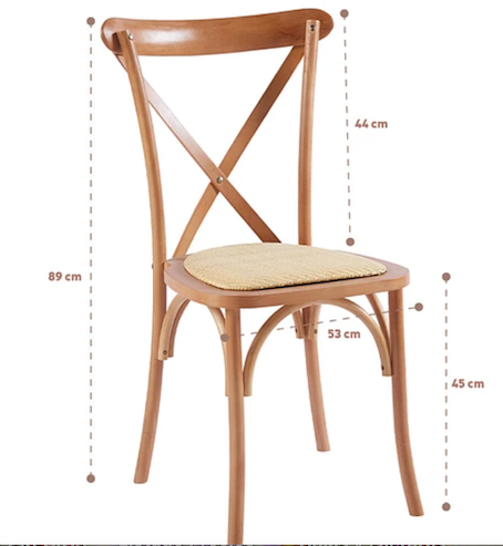 Silla de comedor Crossback de madera natural con asiento de ratán