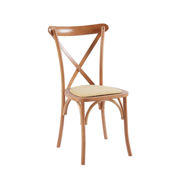 Silla de comedor Crossback de madera natural con asiento de ratán