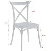 Medidas de silla de comedor Crossback de polipropileno: 92 cm de alto y asiento a 47 cm
