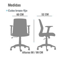 Silla de Escritorio Cuba reclinable brazo regulable Vicca, ficha técnica