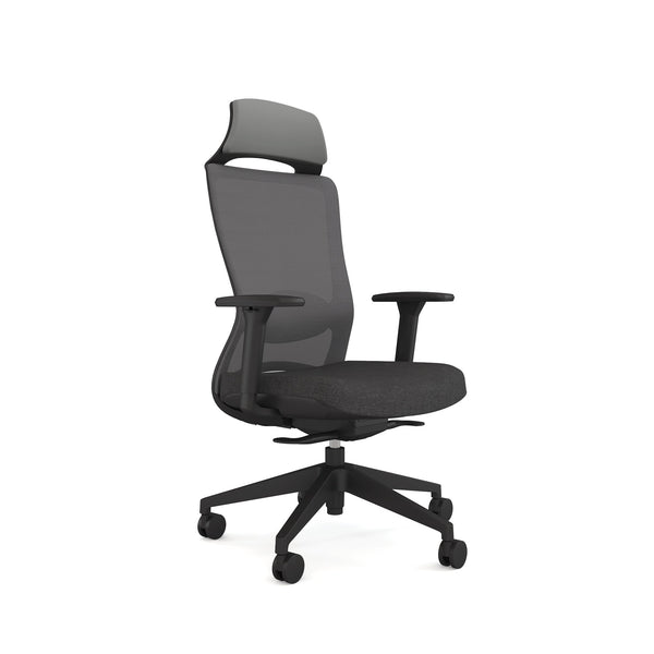 Silla ejecutiva ergonómica Lua con brazos 3D, soporte lumbar y apoyacabeza