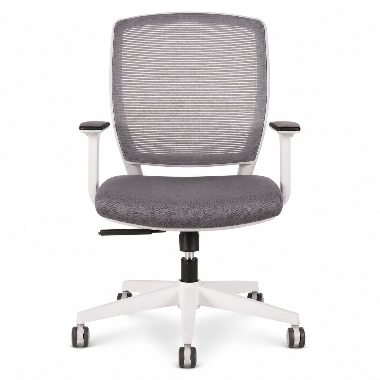 Silla ejecutiva Job gris y blanca vista frontal