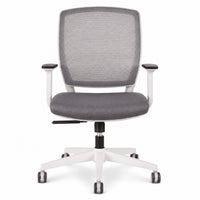 Silla ejecutiva Job gris y blanca vista frontal