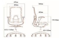 Medidas de silla ergonómica Donnina Malla gris